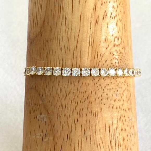 Sterling Silver 925 Yellow Gold Vermeil CZ Tennis Bracelet 6-8" Bolo Box Chain - Picture 11 of 16